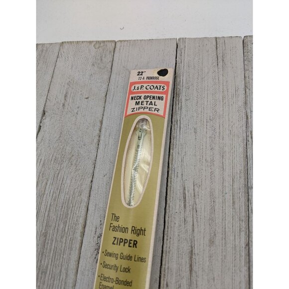 Vintage J&P Coats Neck Opening Metal Zipper 22" Primrose 72-A - Picture 2 of 4